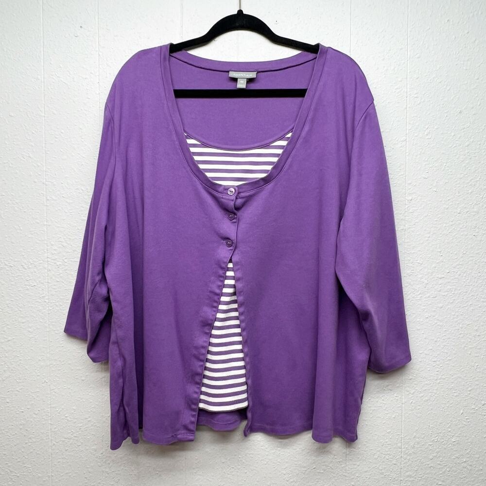 Essentials Cardigan Womens 4X Breathable 100% Cotton Casual Workwear Stretch